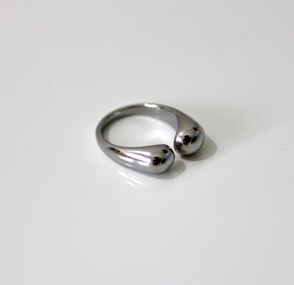 Asymmetric Silver Open Ring