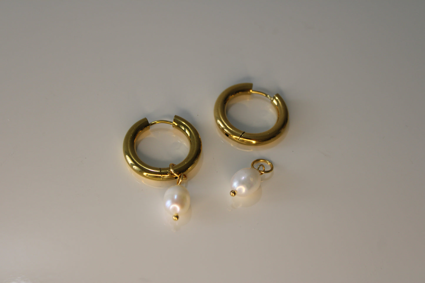 Golden Pearl Hoops