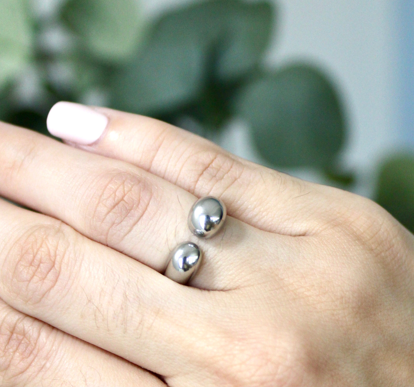 Asymmetric Silver Open Ring