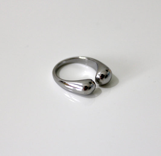 Asymmetric Silver Open Ring