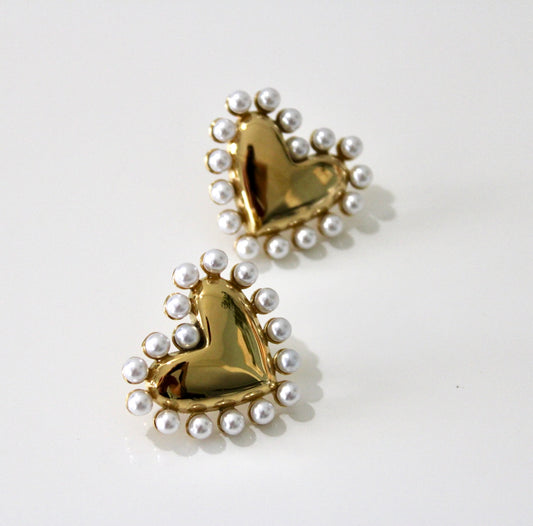 Pearl Hearts Earrings