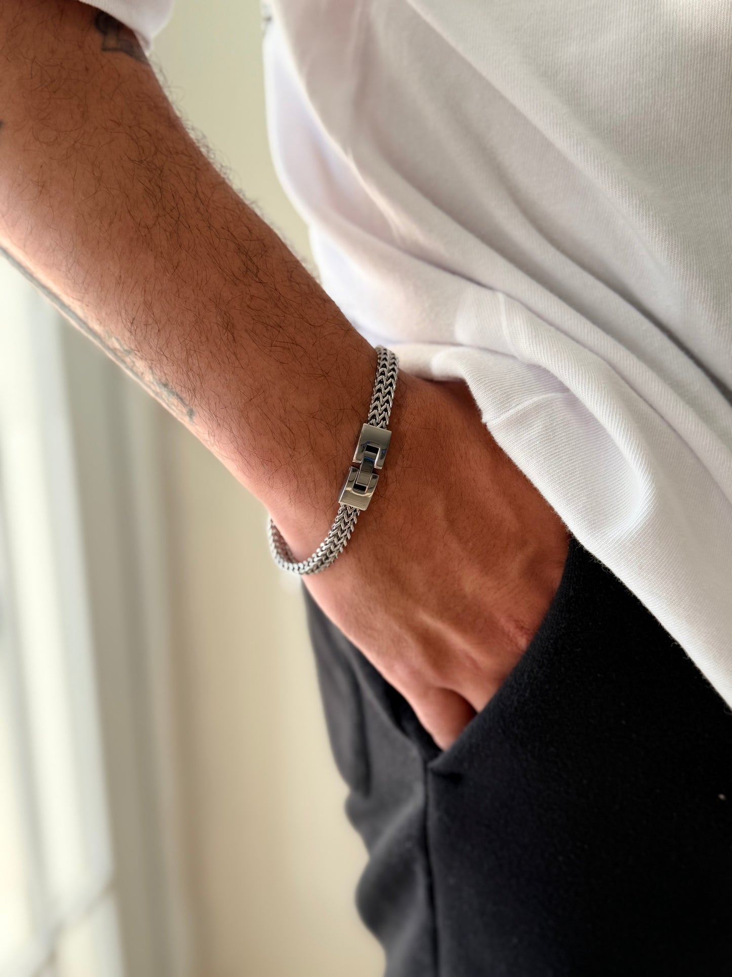 Modern Silver Mesh Bracelet