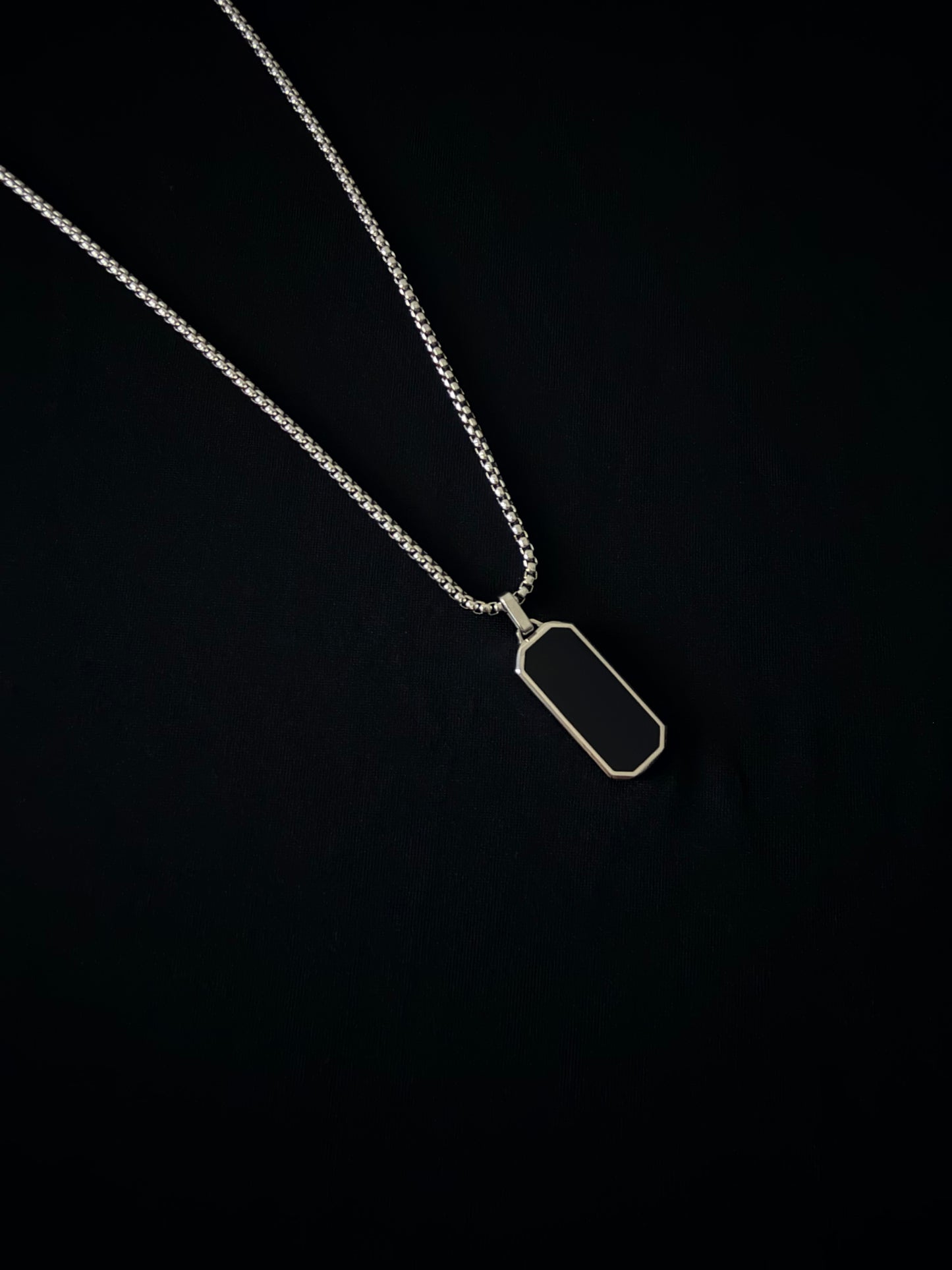 Silver Midnight Tag Necklace